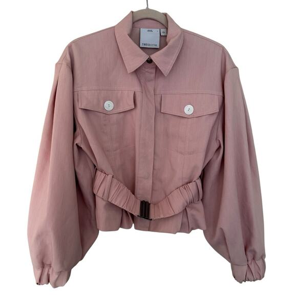 C/Med Collective Belted Crop Jacket Pink Cropped Jacket NWOT Size Small - Picture 1 of 4